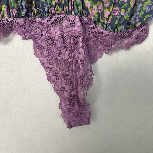 Free People Bare It All Bodysuit Womens Small Floral Lace Shoulder Ties NWT - Picture 8 of 14